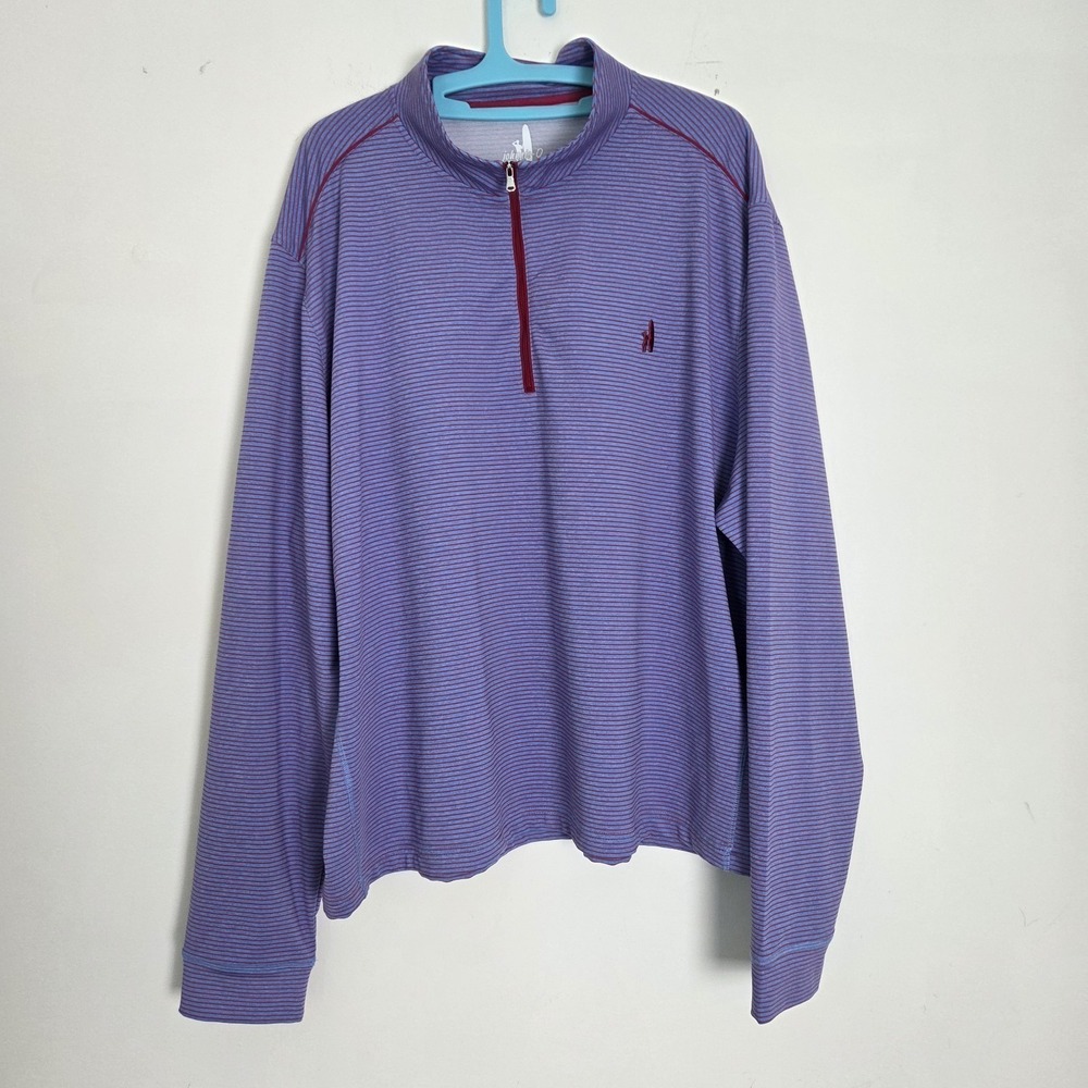 Johnnie-O Mens 2XL Purple Stripe 1/4 Zip Golf Pullover Performance Stretch